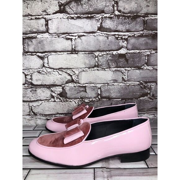Vtg Duca Pink Patent Leather Velour Bow Loafers Dress Shoes Men’s Sz 41EU/8M US main image 7